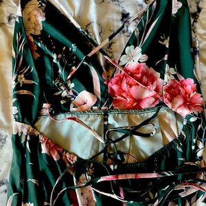 Shein green pink and white floral dress